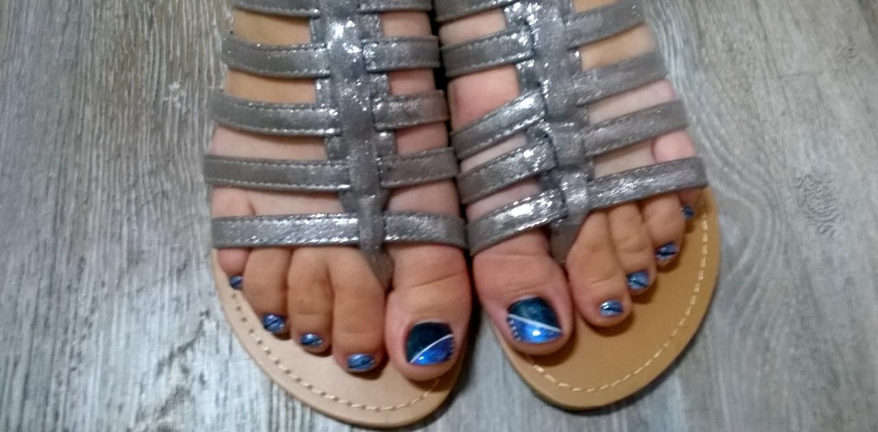 Pieds en gel déco 3 tons de bleus